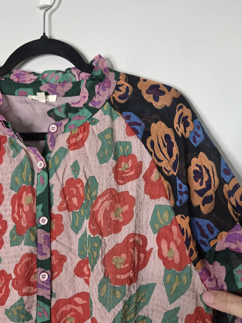 Jodiful Colorful Flower Pattern Button Up Blouse - Picture 3 of 9